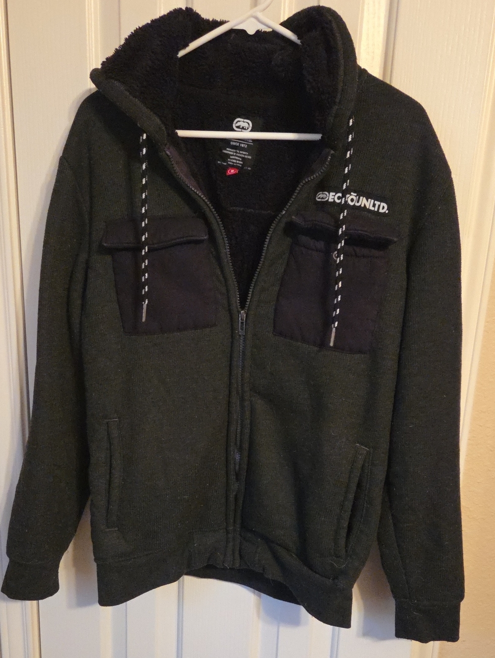 Ecko Unlimited Olive Green Hooded Performance Jacket with Black Accents